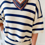 Weekend Cannes Stripe Set - Natural/Navy