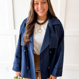 Navy Crop Trench Jacket
