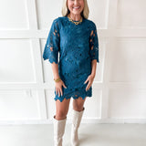 Lace Short Sleeve Mini Dress