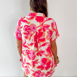 Floral Print Pockets Shirt Mini Dress