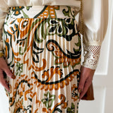 Printed Pleated Skirt - Ivory/Olive