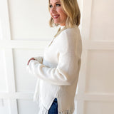Fringe Hem Sweater - Ivory