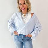 Light Blue V Neck Top