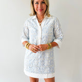 Contrast Lace Eyelet Dress