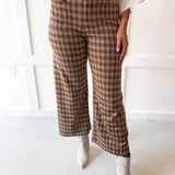 Plaid Straight Leg Pant - Golden Brown