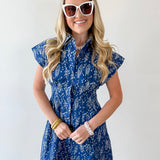 Indigo Fish Print Dress