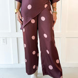Polka Dot Overlay Pants- Burgandy