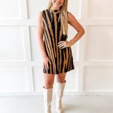 Tiger Print Knit Sweater Shift Mini Dress