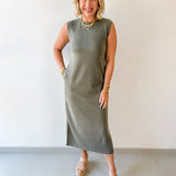 Side Slit Midi Shirt Dress - Mocha