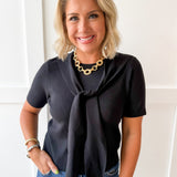 Top with Contrast Sweater- Black