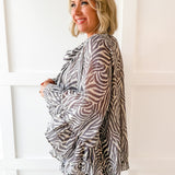 Zebra Peasant Blouse - Cream