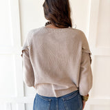 Moss Stitch Relaxed Sweater -Latte