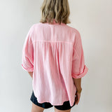 Palm Tree Embroidered Gauze Shirt