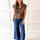 Cinched Waist Chocolate Top
