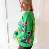 Jungle Feline Knit Sweater - Green