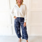 Paisley Printed Barrel Jeans