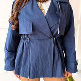 Navy Crop Trench Jacket