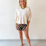 High Waist Polka Dot Shorts - Brown