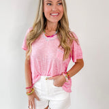 Lightweight  Slub Knit Top - Pink