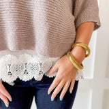Layered Lace Knit Top -Mocha