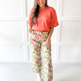 Floral Printed Pants - Olive