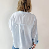 Light Blue Satin Button Long Shirt