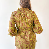 Zebra Print Self tie Dress - Olive