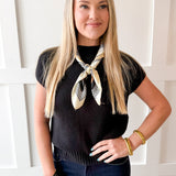 Mock Neck Extended Knit Top - Black