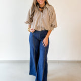 Brown Gingham Bubble Top