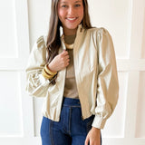 Puff Sleeve Bubble Hem Jacket- Ecru