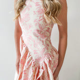 Jacquard Asymmetrical Ruffled Dress