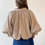 Brown Gingham Bubble Top