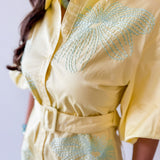 Embroidered Shirt Dress - Butter/Beach Glass