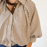 Brown Gingham Bubble Top