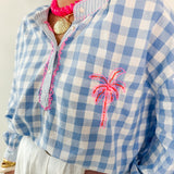 Relaxed Fit Mock Neck Placket Top