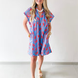 Leaf Print Tunic Mini Dress