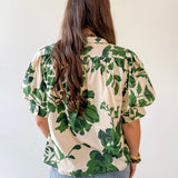 Floral High Neck Top - Olive