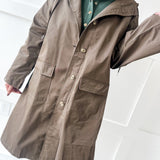 Water Resistant Midi Coat - Khaki Brown