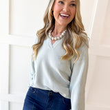 Soft Fine Ribbed Sweater - Cool Sage