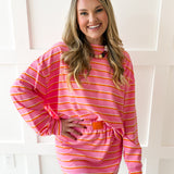 Terry Stripe  Top & Skort Set - Pink-OJ