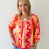 Sun & Wave Poplin Top