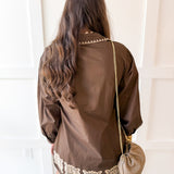 Floral Embroidered Dress - Brown