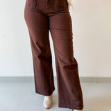 Mini Patch Pocket Wide Leg - Brown