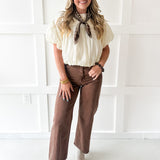Soft Mixed Cotton Bubble Top - Ivory