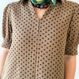 Polka Dot Shift Dress - Brown