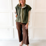 Polka Dot Sherpa Vest- Olive