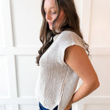 Two Tone Knit Vest Top- Camel