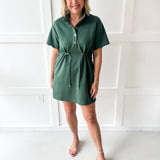 Self Tie Scallop Details Dress - Green
