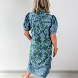 Floral Geo Print Midi Dress - Green
