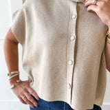Lightweight Half Sleeve Knit Top- Oatmeal